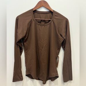 Dona Jo Brown Long Sleeve Women's Athletic Top